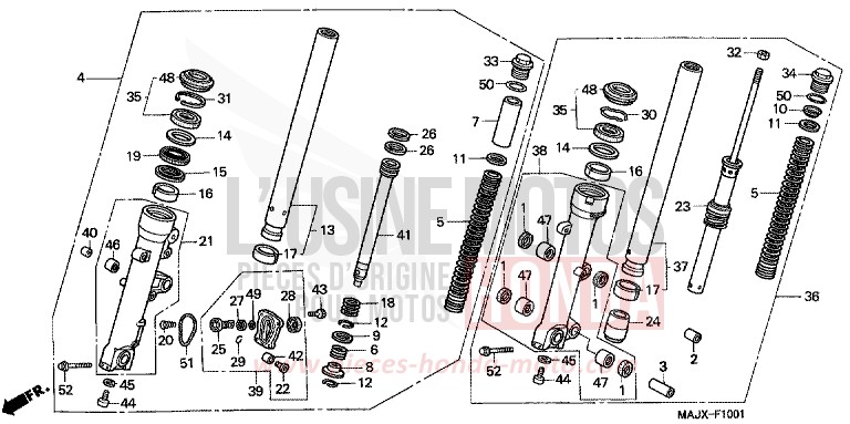 GABEL, VORNE (ST1100A) von Pan-European ABS SIENA GOLD METALLIC (Y158) von 1999